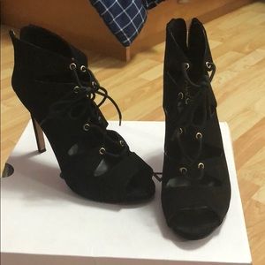 Aldo black suede lace up heels